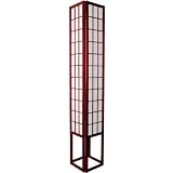 Multi Light Extra Tall Floor Lamp - 6ft. Japanese Design Wood and Paper Shoji Lantern - Rosewood