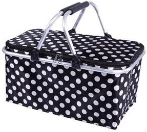 XJF Insulated Baske Collapsible Metro Cooler Market Basket / Tote (Black and white)