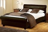 BRAND NEW MILANO 5FT BROWN SLEIGH FAUX LEATHER BED