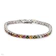 Bracelet With 7.56ctw Precious Stones - Genuine Aquamarine, Quartz and Tourmalines Well Made in 925 Sterling silver. Total item weight 11.0g Length 7.5in