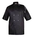 Chef Works BLSS Chambery Short Sleeve Basic Chef Coat, Black, Medium