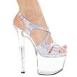 Women's Sexy Platform Glitter Slingback Shoes 7 Inch Heel Silver Glitter Sandal