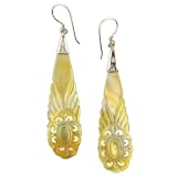Floral Tear Drop Crest Shell And Silver Earrings