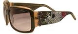 Ed Hardy Skull and Roses Wraparound Sunglasses: Tortoise/Brown Gradient
