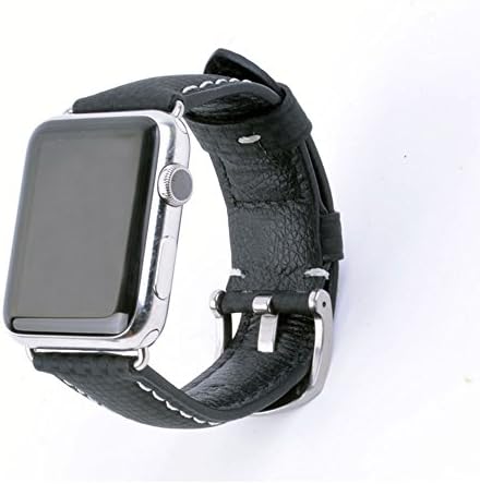 Waloo™ Apple Watch Replacement Band Genuine Leather Strap with Carbon Fiber Design (38mm)