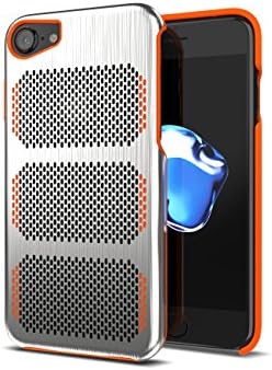 COOLMESH Extreme GT Aerospace Stainless Steel Case for iPhone 7 [compatible with 6s,6] (Brushed Stainless Steel / Orange Trim)