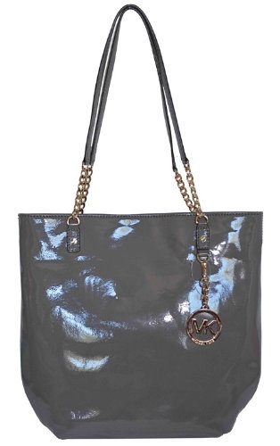 Michael Kors Jet Set Chain Tote Light Grey Patent Leather