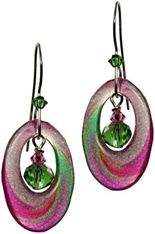 Shoshannah Oval Resin Earrings with beads - Watermelon Lollipop
