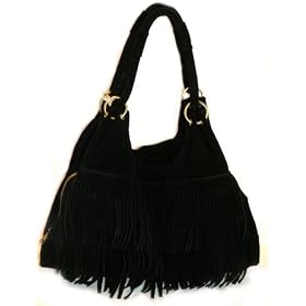 Sachi Black Suede Hobo Handbag