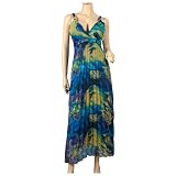 Sexy Blue Chiffon Plus Size Cruise Maxi Dress
