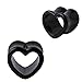 Plugs Black Heart Tunnel, Gauges Plugs 2G-14mm (2 Pieces)