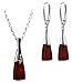 Black Cherry Amber and Sterling Silver Modern Set title=