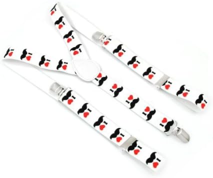 I Love Mustache Nerdy Suspenders White Unisex Braces
