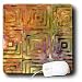 Lee Hiller Designs Batik Print - Gold Swirling Squares Peach Olive Purple - Mouse Pads