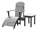 3-Piece Set - Adirondack Chair with Footrest and Side Table in Black - K-51902-CTS-0