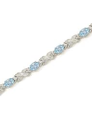 10kt Yellow Gold Oval Aquamarine and Diamond Bracelet