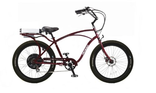 Pedego Burgundy Comfort Cruiser ClassicElectric Bike with Black Rims and Black Balloon Tires
