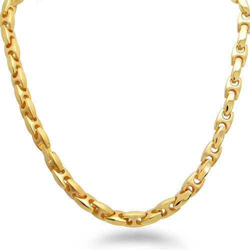 Mens Heavy Link Gold Plated Stainless Steel Necklace