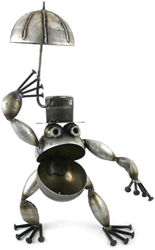 Top Hat Frog Recycled Metal Garden Sculpture