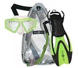 U.S. Divers Aqua Lung Sport KIDS Lanai LX Mask, Proflex II Jr. Fins, Hydroair II Jr. Snorkel & Mesh Pro Bag DELUXE Snorkel Gear