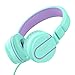 AILIHEN I35 Kid Headphones with Microphone Volume Limited Childrens Girls Boys Teens Lightweight Foldable Portable Wired Headsets for School Airplane Travel Cellphones Tablets (Green)