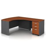 Auburn Maple and Graphite Bow Front LDesk with Right Return Auburn Maple/Graphite