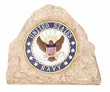 Woods International 7570 Solar Military Rock with Navy Emblem, 14-Inch by 8.625-Inch by 4-Inch