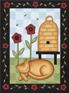 CAT and Beehive Garden Flag High Quality Primitive
