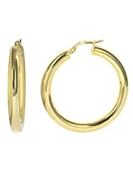 14k Yellow Gold Italian Polished 4 mm Tube Hoop Earrings