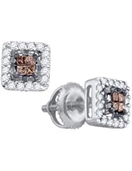 14KT White Gold 0.30 CTW COGNAC Diamond Invisible Earrings
