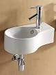 ELANTI EC9849-L Porcelain White Wall-Mounted Round Deep Bowl Left-Facing Sink