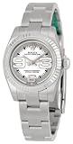 Rolex No Date Silver Dial Oversized Arabic Dial Markers 18k White Gold Fluted Bezel Ladies Watch 176234SMAXI