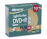 Review Memorex  / Memorex LightScribe - 10 x DVD+R - 4.7 GB ( 120min ) 16x - LightScribe - slim jewel case - storage media