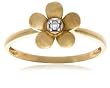 10k Yellow Gold Matte Diamond Flower Ring