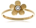 10k Yellow Gold Matte Diamond Flower Ring
