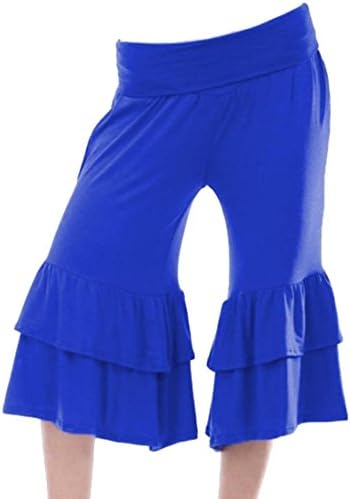 FXL Women's Soft Chic Bell Bottom Casual Solid Palazzo Pants Blue S
