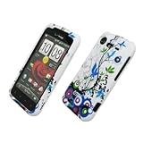 EMPIRE White with Blue Vine Flowers Rubberized Design Hard Case Cover for V ....