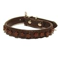 Obsidian Pet Collar 01 Small Mahogany Star Brown Leather Dog Cat Stone 11