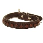 Obsidian Pet Collar 01 Small Mahogany Star Brown Leather Dog Cat Stone 11