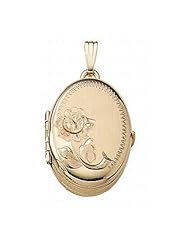 Solid 14K Yellow Gold Oval Four Photo Locket 3/4 inch x 1 inch Solid 14K Yellow Gold