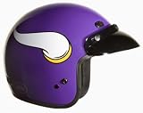 Brogie's Bikewear Men's Vikings NFL Motorcycle 3/4 Helmet. Vented. NFL and DOT-Approved. 520-Vikings