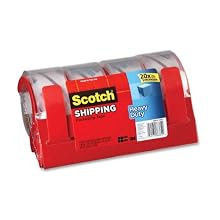 Scotch® Packaging Tape 3850-4RD, 1.88 Inches x 54.6 Yards, with Reusable Dispensers, 4-Pack