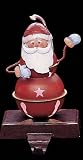 Lighted Folk Art Jingle Bell Santa Christmas Stocking Holder