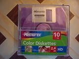 Memorex 3.5 Inch Hd Floppy Disks (10 Pack Rainbow Colours In Plastic Box) (330800)
