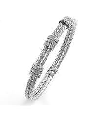 Sterling Silver Magnetic Silver Cubic Zirconium Bangle