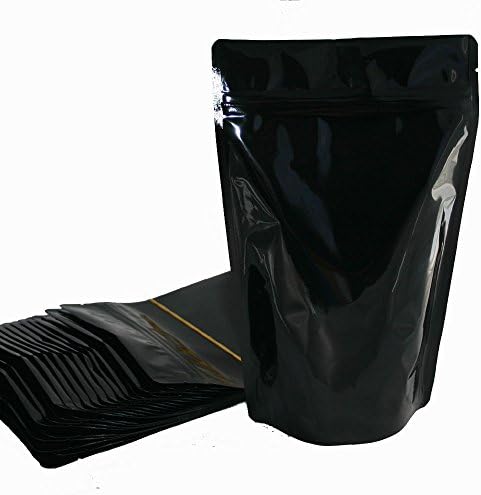 USPakStand up Pouch 6"x9-1/2"x3-1/8" Heavy Duty Metallized Black with Zip Lock Closure - Top Notch Food Storage Packaging Bag, 5 mil, 8 oz ( 200 pcs )