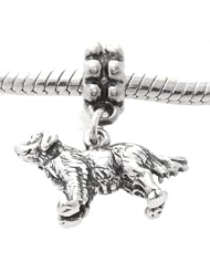 Sterling Silver Golden Retriever Dog Dangle Bead Charm