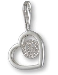 MELINA Charms clip on pendant peace heart sterling silver 925 zirconia