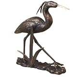Antique Finish Brass Cast Iron Blue Heron Garden Statuary