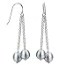 look into Sterling Silver Grey Freshwater Cultured Pearl Dangle Earrings, 7.5-8mm Pearl, Euro Wire Earrings